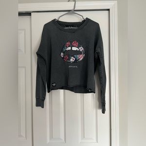 Hard Rock Sequin Mouth Crop Sweatshirt
